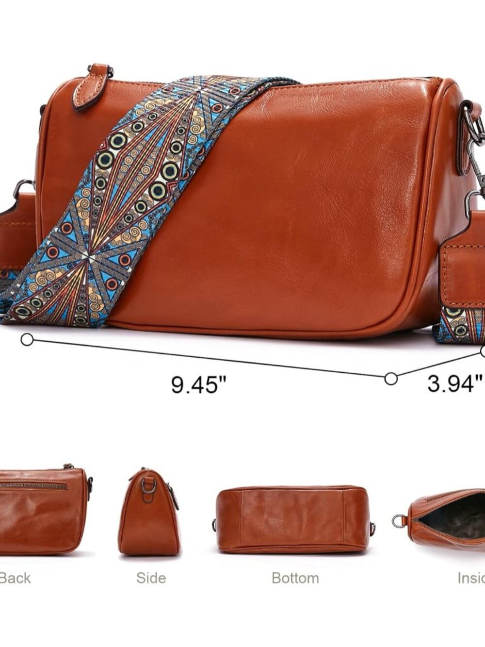 Purses: Small Genuine Cross Body Handbags with Wide Shoulder Strap to Travel Bro - Picture 7 of 9